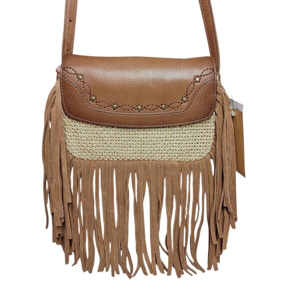 FRYE & CO Ava Raffia Convertible belt bag crossbody fringebag NEW W DUSTBAG - Picture 1 of 7